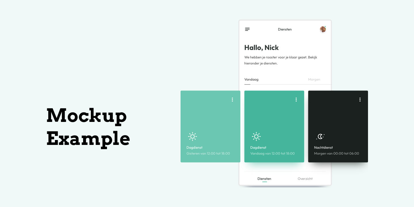 An example of a mobile design mockup